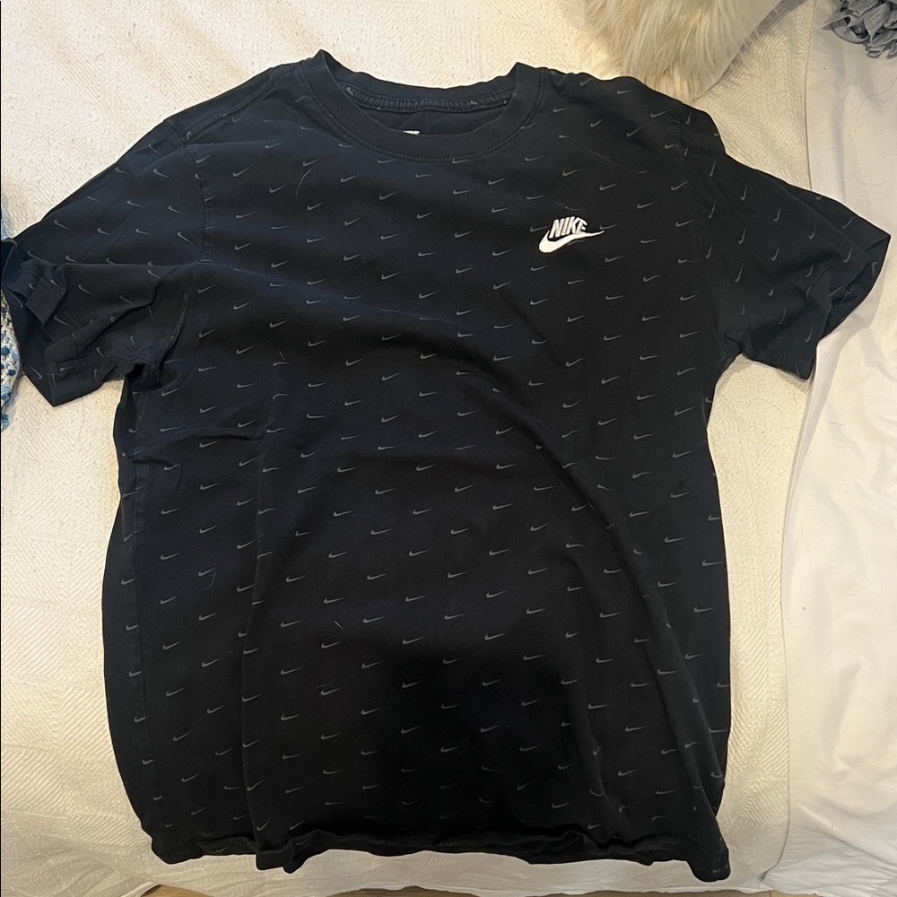 Nike Men's Black Tee with White Logo